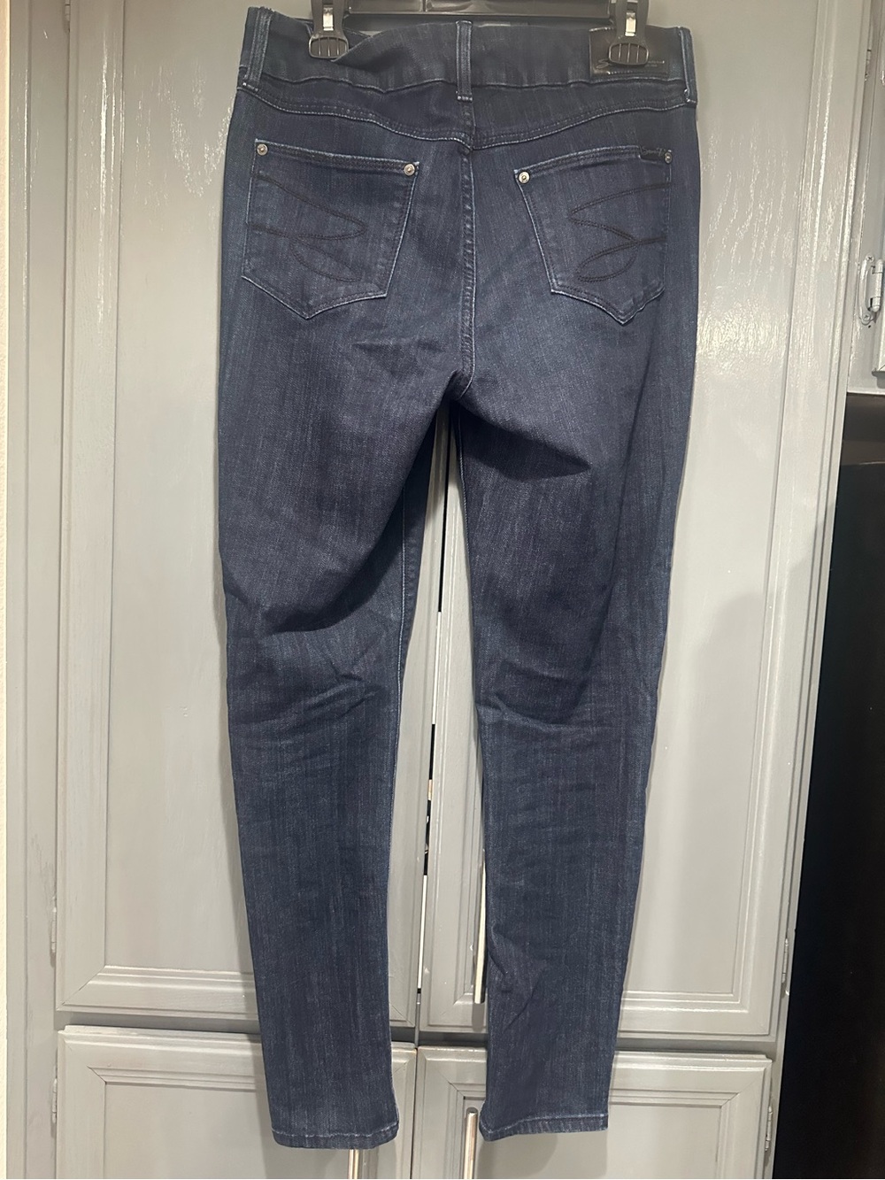 Seven7 Tummyless High-Rise Skinny Jeans in Dark Blue Wash 10